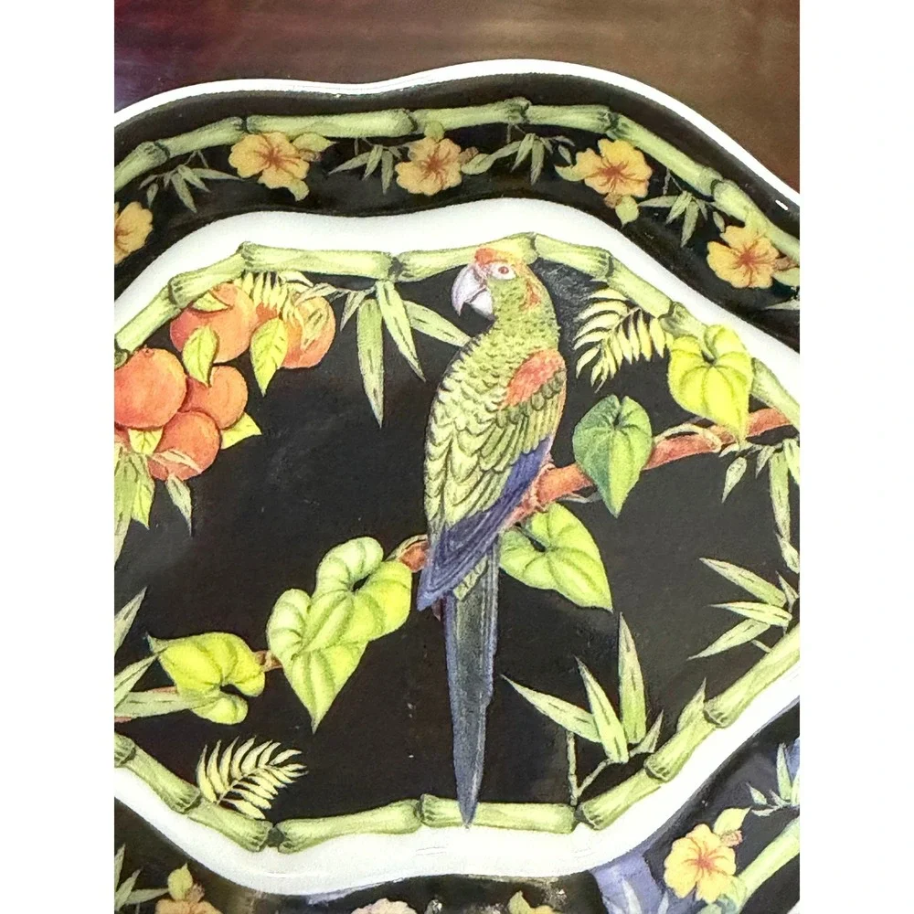 Andrea Green Winged Sadek Macaw Collection Siddhia Hutchinson Trinket Dish Black